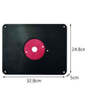 Rock Solid Metal Router Table Insert Plate Featuring Quick Adjust Centering Rings For Seamless Milling And Top Tier Woodworking Crafts Heavy Duty Workshop Essential That Just Works, black aluminum design, dimensions 32.8cm x 24.8cm x 5cm.