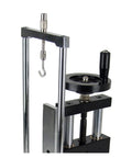 Heavy Duty Digital Force Gauge Test Stand Boss Tier Push Pull Dynamometer Bench with hook and calibration dial detail.