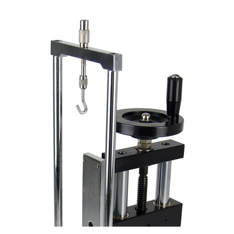 Heavy Duty Digital Force Gauge Test Stand Boss Tier Push Pull Dynamometer Bench with hook and calibration dial detail.