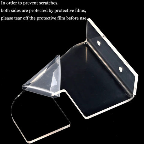 Close-up of 4 Pack Premium Clear Acrylic Skateboard Wall Mount Racks, showing protective film being removed, showcasing the heavy-duty design.