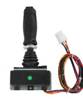 Heavy Duty Joystick Controller Replacement For JLG Boom Lifts Part 1001118418 with black handle and wiring harness.
