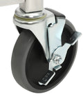 Close-up of the smooth-rolling caster wheel on Heavy Duty 20 Tier Bakery Rack Straight Up Solid Aluminum Cooling Cart.