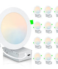 12 Pack 4 Inch Ultra Thin LED Recessed Ceiling Lights With Junction Box 5CCT Dimmable, shown with junction boxes.