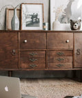 Wooden dresser with European Antique Cabinet Pulls and Drawer Handles Matte Black Zinc Alloy Hardware for Cabinets and Dressers