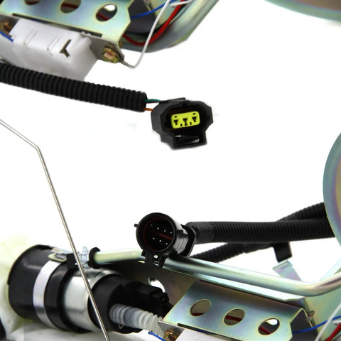 Straight Bolt On Fuel Pump Assembly Built Heavy Duty For A Slick Smooth Ride And Hassle Free Install Compatible With Ford Crown Victoria Lincoln Town Car Mercury Grand Marquis 1998 1999 2000 4.6L V8 Gas Engine Replaces XW1Z9H307AG close-up of electrical connectors and assembly details
