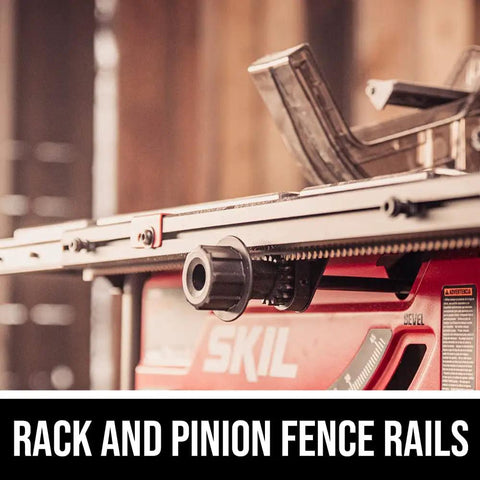 Rack and pinion fence rails of Solid 15 Amp 10 Inch Table Saw for precise cutting and accuracy.