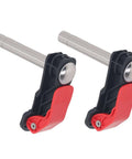 Two Pack Quick Release Woodworking Clamps for Desktop Benches, Stainless Steel Bench Dog Clamps, 19mm Grip shown in close-up view
