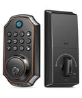 Straight Up Secure Keyless Entry Deadbolt Lock With Fast Fingerprint Scan Bluetooth App Control And Password Backup Key, black zinc alloy design.