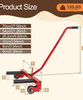 Rock Solid Adjustable Tire And Wheel Dolly For Home Garage Or Pro Shop Making Swaps A Total Breeze Heavy Duty Rolling Cart product size diagram with dimensions in red design.