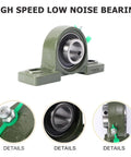 Heavy Duty Cast Iron Pillow Block Housing Bearing Pair With Double Bolt Anchor And Twin Rubber Seals Single Row Ball Design close-up view.