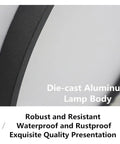 Close-up of Die-cast Aluminum Lamp Body of Drop Dead Gorgeous Led Moon Wall Light Solid Aluminum Build IP54 Weatherproof Outdoor Sconce.