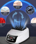 Portable Clothes Dryer With Remote Control 110 To 240V Foldable Electric Drying Machine on table with blue airflow, timer display