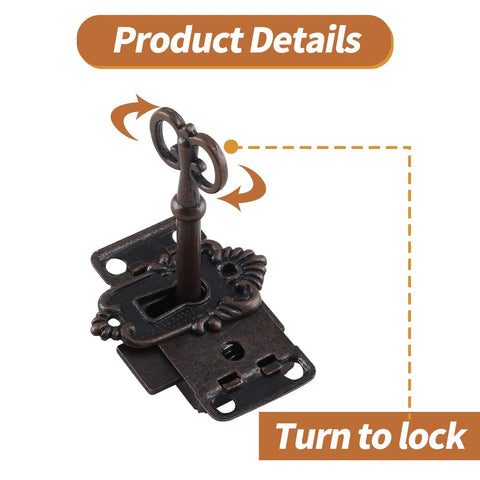 Top Shelf Vintage Red Bronze Skeleton Key Cabinet Lock Set With Dead Solid Iron Build And Matching Keys For Heavy Duty Furniture Restoration And Craft Projects, showing lock mechanism.
