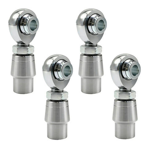 Two Pair 5/8 Inch Chromoly Heim Joint Rod End Kit With Spacers And Lock Nuts Heavy Duty suspension linkage parts in polished steel.
