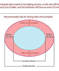 Recommended size diagram for Heavy Duty Tempered Glass Lazy Susan Rotating Serving Plate dimensions for optimal use.