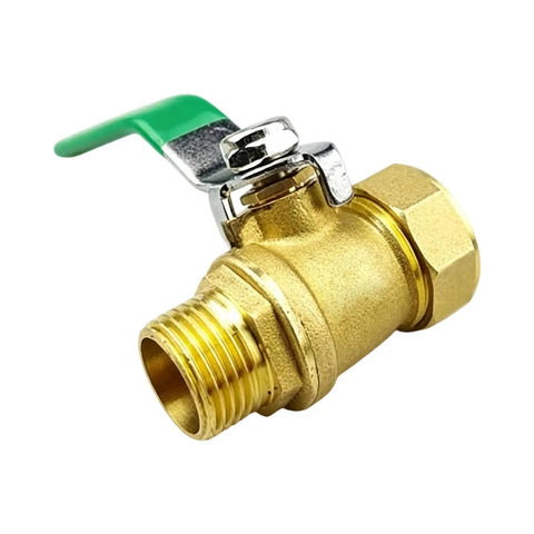 Heavy Duty Brass Ball Valve With Compression Fitting For Aluminum Composite Pipe, quarter turn handle, tight seal for plumbing upgrades.
