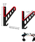 Heavy Duty Metal Snowboard Rack And Ski Wall Mount With Bottom Hooks To Stack Longboards And Skateboards Vertically Takes Zero Floor Space, side view showing adjustable spacing and dimensions.