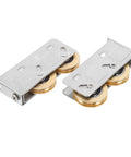 Rock Solid Heavy Duty Double Wheel Sliding Door Pulley Two Pack Stainless Steel Roller Kit with copper wheels for smooth gliding.