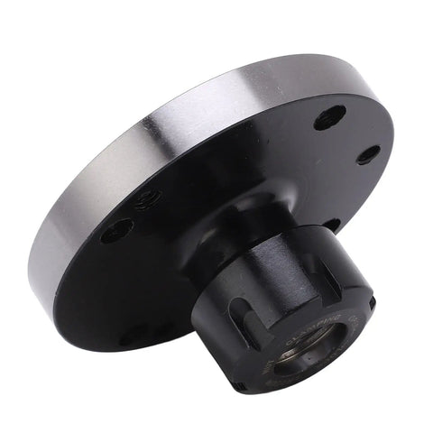 ER25 Collet Chuck 100mm Carbon Steel Tool Holder For CNC Milling Machines And Lathes Ultra Precise 0.005 Inch Accuracy Rock Solid Tool Grip And Quick Setup For Machinists And Workshops, black flange view