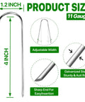 U Shape Garden Stakes 50 Packs 4 Inch 11 Gauge Heavy Duty Galvanized Landscape Staples with adjustable width and sharp end