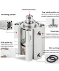 Rock Solid Air Pneumatic Cylinder With Spring Return And Compact Aluminum Workhorse Design shown with features labeled including piston rod and guide ring.