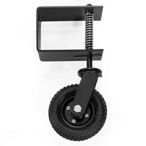 Universal 8 Inch Flat Free Tire Gate Wheel With Suspension Spring Loaded Wood Chain Link Gate Caster Weight Capacity 200 Lb front view