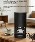 Electric Espresso Tamper Featuring Automatic 58mm Portafilter With Adjustable 5 To 30kg Pressure Settings on countertop.