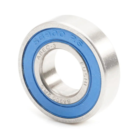 Four Pack 440C Stainless Steel Ball Bearings 10x22x6mm ABEC 3 Rubber Sealed Heavy Duty Rotating Rings For Bike Hubs And Motors Rustproof Rock Solid Everyday Grind with blue seal and silver finish.