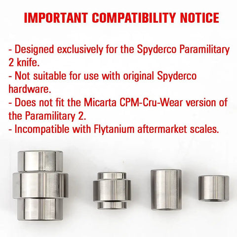 Heavy Duty Titanium Screw Pivot Upgrade Kit With Lanyard Tube Standoff Spacer And Blade Stop Hardware compatibility notice for Spyderco PM2.