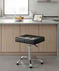 Heavy Duty Adjustable Backless Stool With Super Thick Rectangular Seat Cushion Built Tough For Big And Tall Crews Perfect For Studio Sessions And Daily Hustles Featuring A Rock Solid Wheel Free Base And All Day Comfy Support in black color.