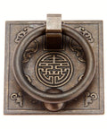 Two Pack Antique Bronze Brass Cabinet Door Handle Set For Cupboard And Drawer Drop Ring Pulls Chinese Style Vintage Hardware