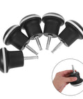 Five Pack Office Chair Bell Glide Replacement Casters designed to roll smooth and quiet on carpet or hardwood, black nylon with silver trim.