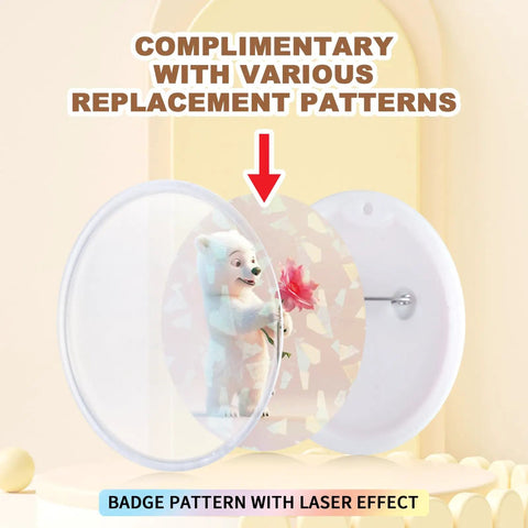 Totally Legit One Hand Button Maker Machine Kit Crafting Custom Pins And Badges Smooth Diy Press Kit 55 Mm Plus 35 Mm Supplies Quick Install Zero Stress, clear badge with polar bear design and floral pattern.