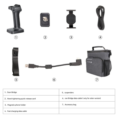 Slick WiFi 6 Wireless Screen Mirroring Adapter For 3D Scanners With Smartphone App Compatibility, includes accessories and cables.