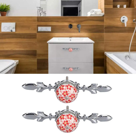 Hand Painted Ceramic Cabinet Pulls Modern Drawer Knobs Hassle Free Swap Slick Finish Kitchen Furniture Handles Bold Red Accent Hardware For A Big Time Room Refresh on bathroom drawer.