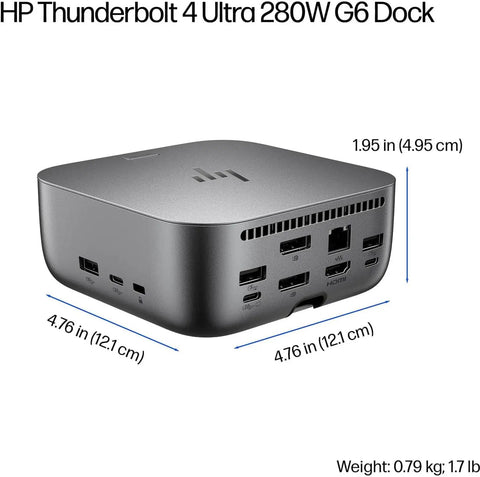 HP Thunderbolt 4 Docking Station Serving 280W Straight Fire Charge with ports for USB-C and HDMI, ideal for office and gaming.
