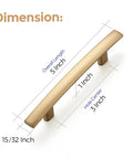 5 Pack Champagne Bronze Curved Cabinet Handles For Kitchen Cabinets And Drawer Fronts Slim 5-3/16 Inch Length With 3 Inch Center Arch