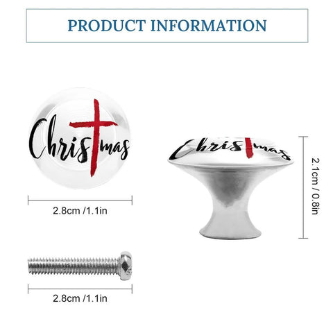 Top-Shelf Round Cabinet Drawer Knobs And Handles With A Bold Red Cross Motif, Solid Stainless Steel Backing Paired With Crisp Glass Front, Super Smooth Furniture Pulls Kit Including Mounting Hardware, Badass 2-Pack Refresh For Dresser Or Kitchen showing a glass knob with red cross and text.