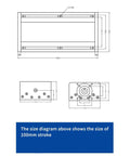 Technical drawing of Rock Solid Miniature Linear Motion Guide Kit featuring HGR15 rails and SFU1605 ball screw with dimensions.