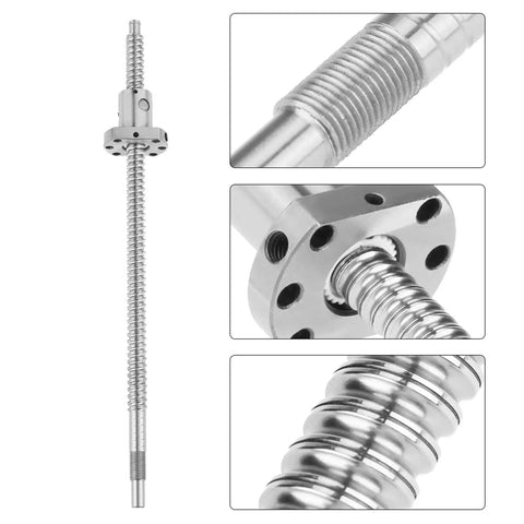 Top Shelf Rolled Ballscrew With Low Backlash Ballnut For Ultra Smooth Cnc Motion close-up of 300mm length 12mm diameter component