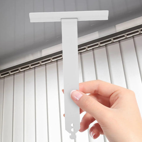 Heavy Duty Roller Shutter Hanger Strips With Pre Drilled Screw Holes And Snap Lock Slat Connector Clips Top Shelf Steel Hardware Kit, white steel part held in hand.