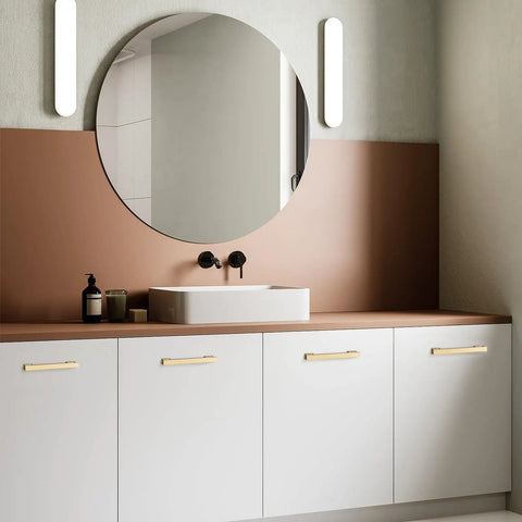 Solid Zinc Alloy Square Brushed Gold Cabinet Pulls 20 Pack 7 Inch Hole Centers Kitchen Cupboard Handles For Dresser Drawers And Bathroom Cabinets on modern vanity.