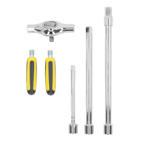 Go-To T Handle Ratchet Wrench And Quick Release Socket Kit With Built In Magnet And Comfort Grip For Auto Repair complete set of chrome tools.