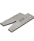 Stainless steel 29 Degree Thread Gauge And Angle Template with laser engravings, showing edge and angle details for machining.