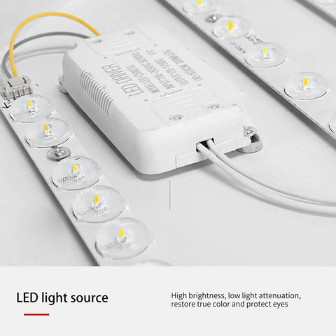 Close-up of LED module and wiring for Sleek Black Flush Mount LED Ceiling Light Fixture 19.6 Inch 39W Modern Ceiling Lamp