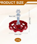 Rad Vintage Industrial Cabinet Pulls Set of 2 Valve Design Solid Iron Pipe Handles for Kitchen Cupboard and Drawer Rustic Hardware Includes Mounting Screws size details showing red valve design.