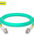Legit High Speed OM3 Multi Mode Fiber Patch Cable LC To LC Optical Jumper 3 Meter with aqua finish and LC connectors.