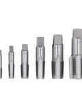 Rock Solid Six Piece NPT Pipe Tap Set Made From Super Strong Carbon Steel For Easy Plumbing Repairs, PVC Fitting Fixes And Auto Work Including Rethreaded Jobs On 18 To One Inch Pipes, six taps