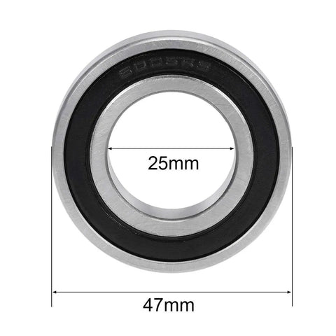 Heavy Duty 6005 2RS Deep Groove Ball Bearing Set 25X47X12mm Chromium Steel Double Rubber Sealed ABEC 3 precision view from front