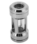 Chiciris G1/4 Brass Inline Water Cooling Filter For PC Liquid Loop in silver, 50mm x 24mm, showcasing stainless steel design.